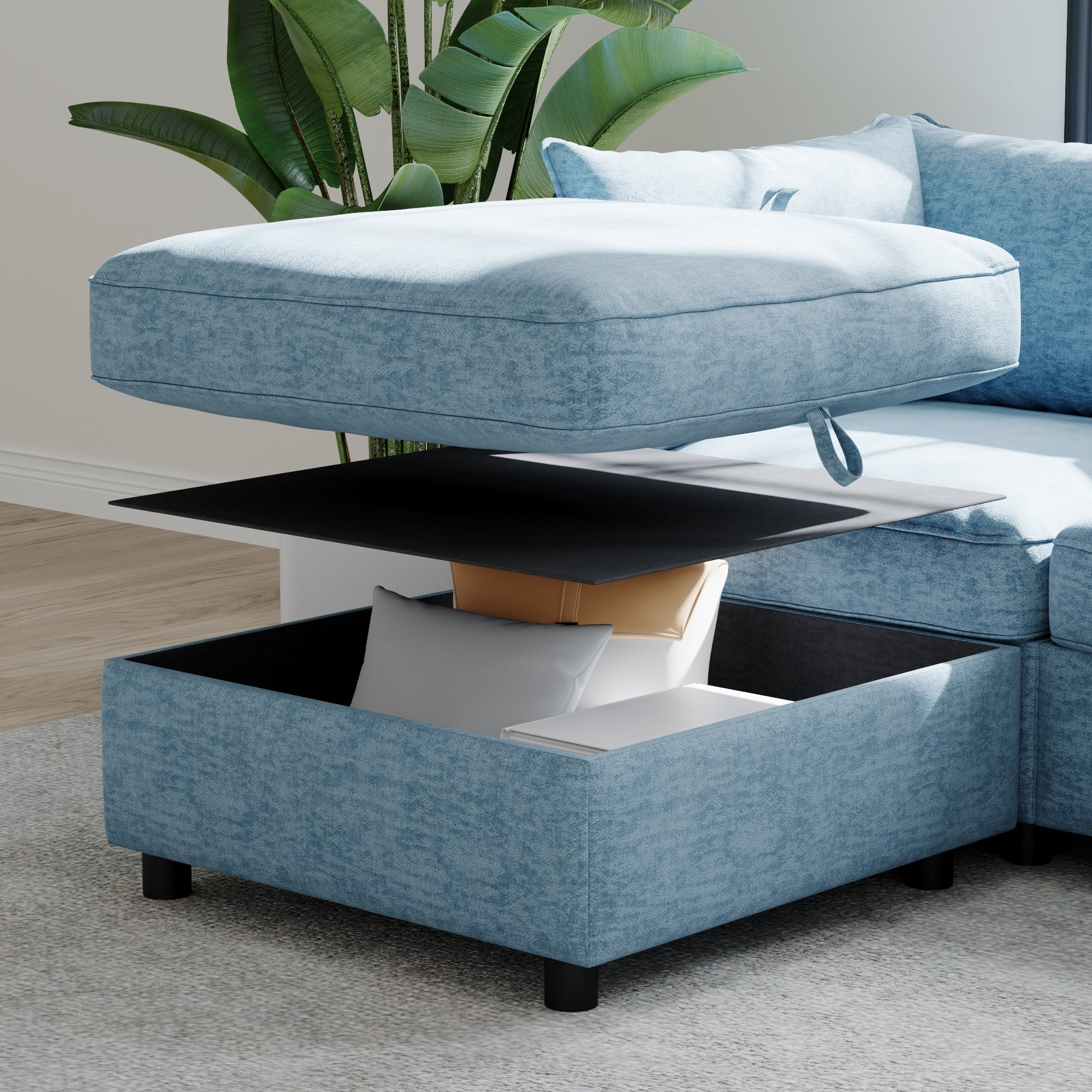Armless Seat for Modular Sectional Sofa, Convertible Sofa Seat With Storage, Sleeper Sectional Sofa Set, Fabric Flexible Modular Combinations for Living Room(2PCS) - Grand Goldman Shop