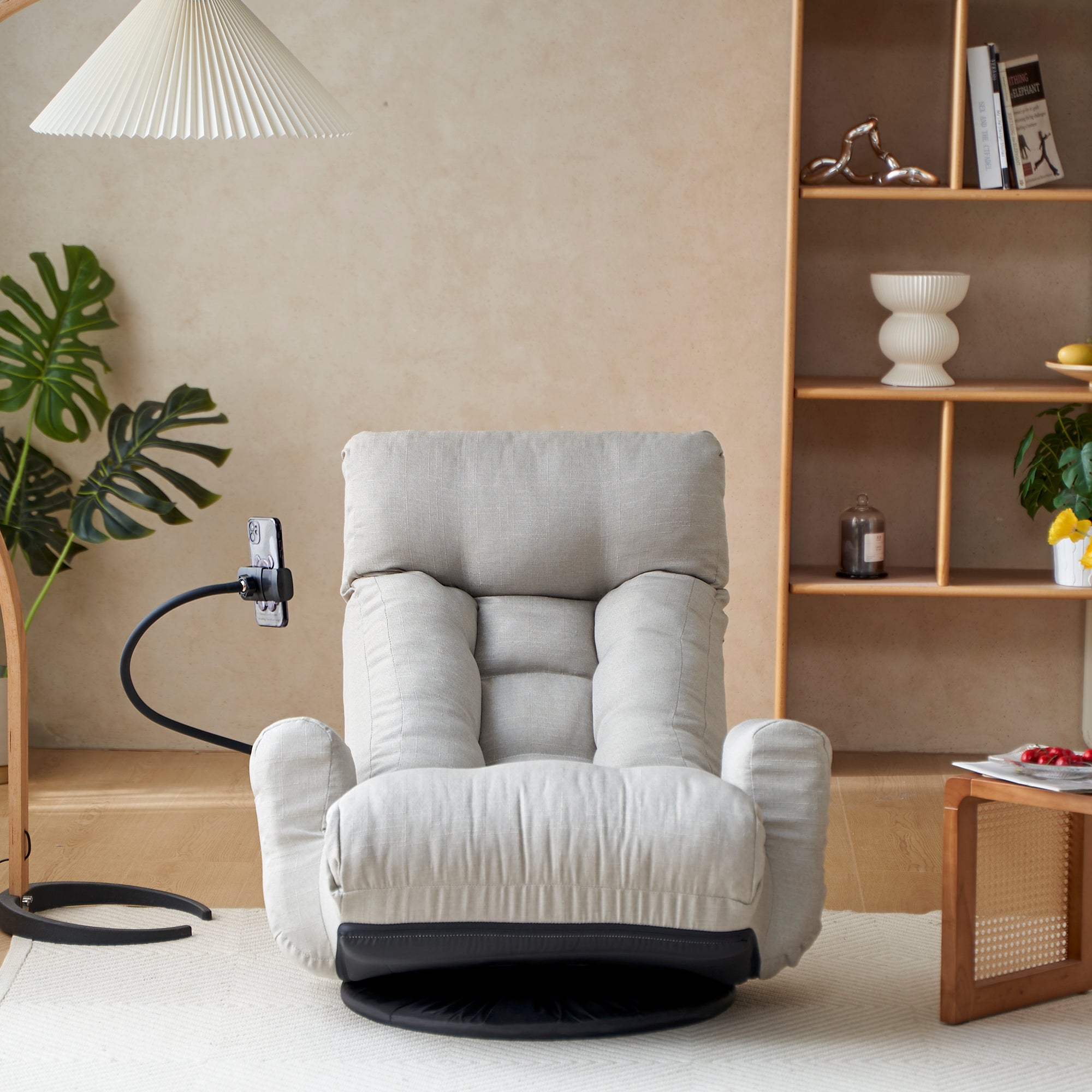Adjustable Greay Swivel Lounge Chair with 360-Degree Rotating Seat and Headrest Support, Leisure Chair Deck Chair - Game Chair for Living Room - Grand Goldman Shop