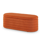 Modern Oval Storage Ottoman Bench, Upholstered Boucle Teddy Fabric End of Bed Bench with Storage, End of Bed Stool with Safety Hinge for Bedroom, Living Room, Entryway, Orange - Grand Goldman Shop