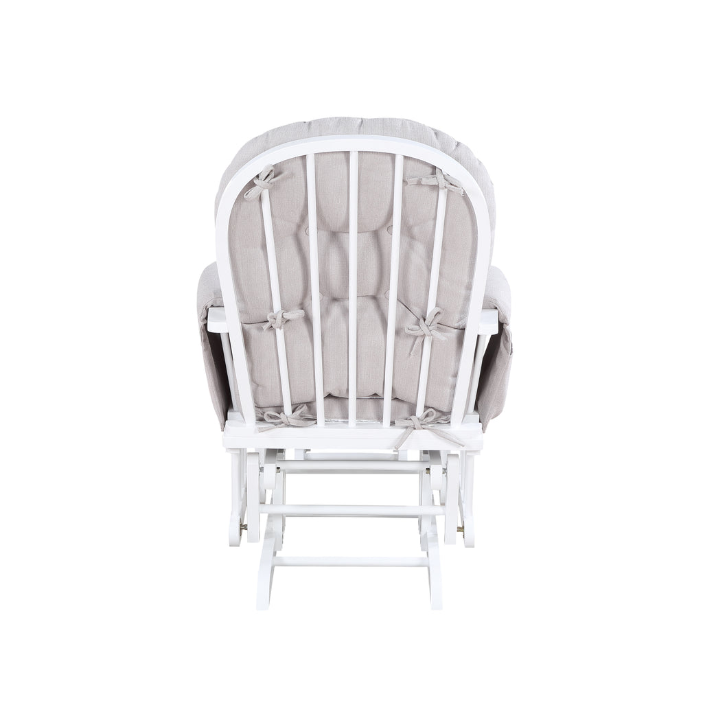 Mason Glider and Ottoman White Wood and Woven Gray Fabric - Grand Goldman Shop