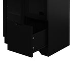 Modern MDF Painted Cabinet with Glass Doors and Drawer, Black, Bedroom or Living Room Storage - Grand Goldman Shop