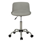 Office Chair, Adjustable Height, Swivel, Ergonomic, Computer Desk, Work, Juvenile, Grey Leather Look, Grey Metal, Contemporar