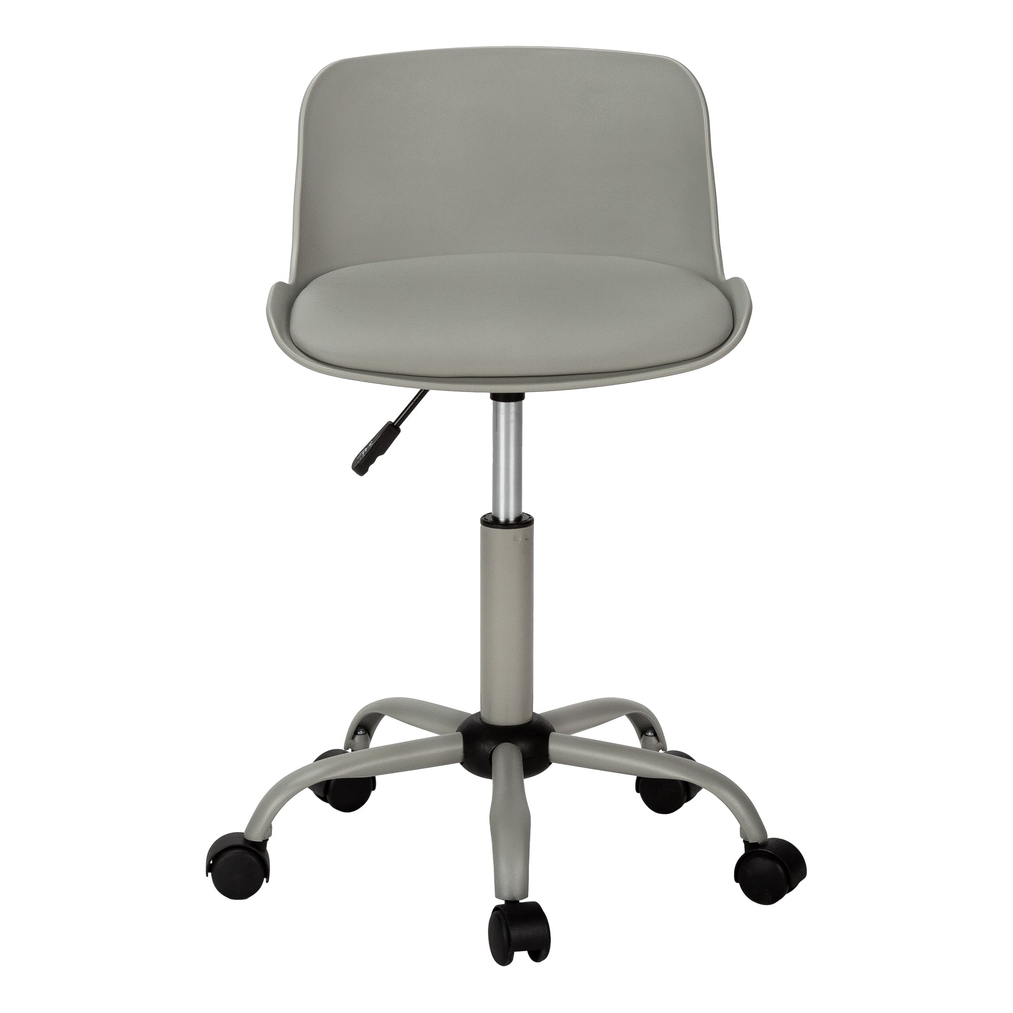 Office Chair, Adjustable Height, Swivel, Ergonomic, Computer Desk, Work, Juvenile, Grey Leather Look, Grey Metal, Contemporar