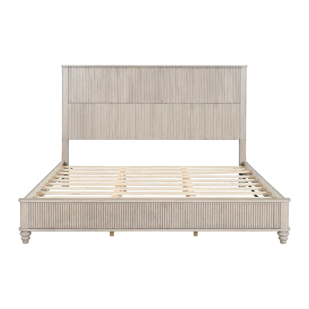 3-Piece Bedroom set with a King Size Bed and 2 Nightstands, Beige - Grand Goldman Shop