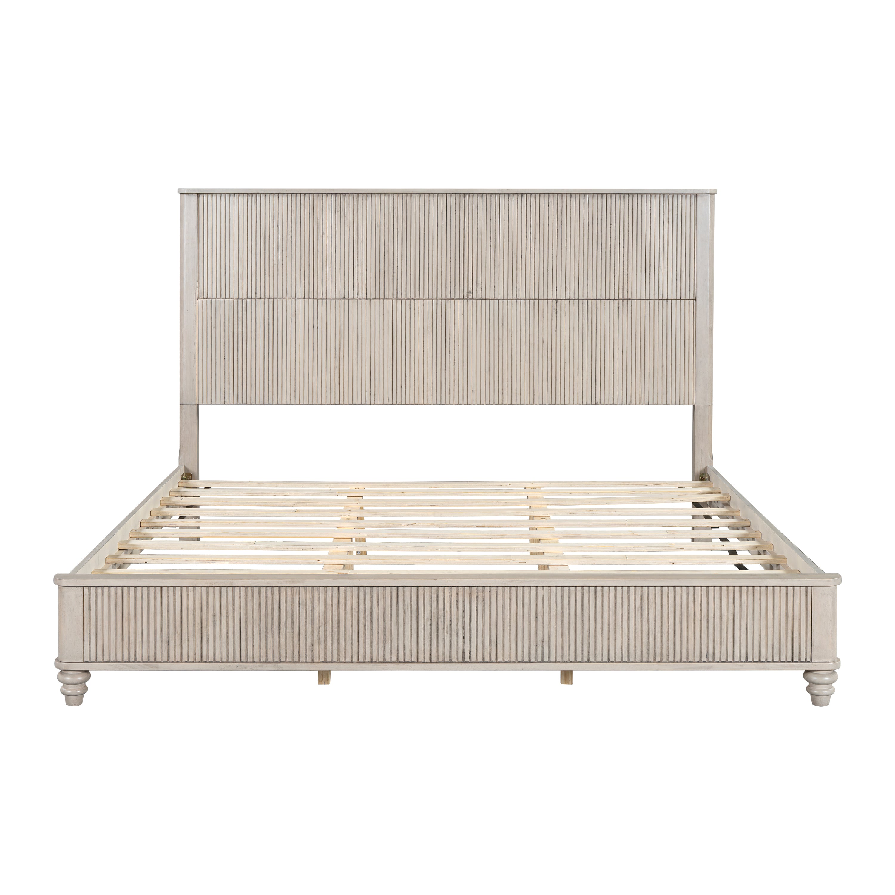 3-Piece Bedroom set with a King Size Bed and 2 Nightstands, Beige - Grand Goldman Shop