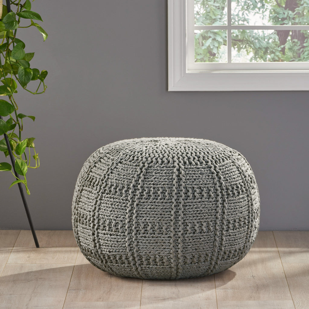 Yuny Knitted Cotton 20 x 20 Round Pouf - Grand Goldman Shop