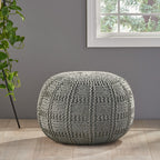 Yuny Knitted Cotton 20 x 20 Round Pouf - Grand Goldman Shop