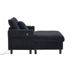 UNITED WE WIN Modern Corduroy Oversized Recliner Sofa with Deep Seat, 3 Pillows, USB Charging, RGB LED Light Strip, Cup Holder, Side Pocket - Suitable for Living Room and Bedroom - Grand Goldman Shop