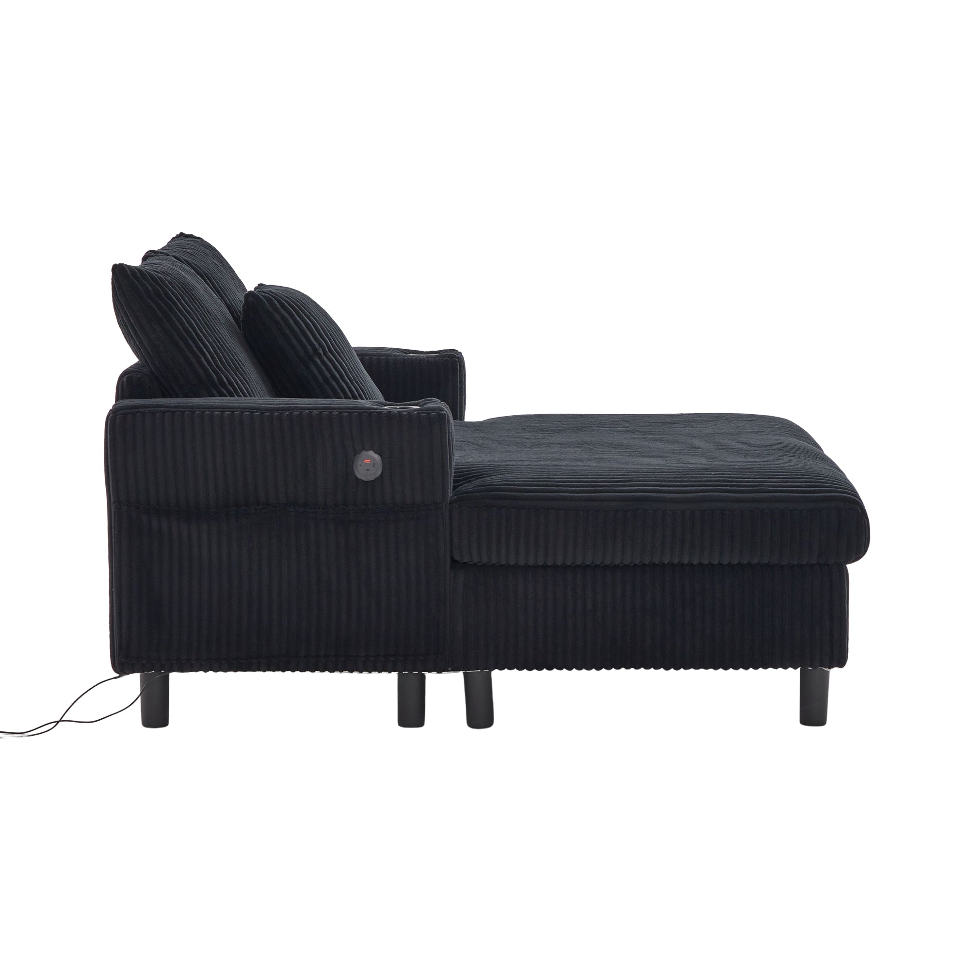 UNITED WE WIN Modern Corduroy Oversized Recliner Sofa with Deep Seat, 3 Pillows, USB Charging, RGB LED Light Strip, Cup Holder, Side Pocket - Suitable for Living Room and Bedroom - Grand Goldman Shop