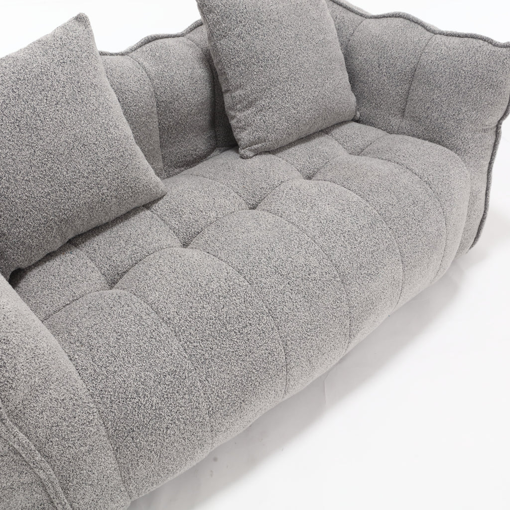 Cozy Beanbag Chair with High Resilience Foam Core for Two - Grey Chenille, 66x35x25 inches - Grand Goldman Shop