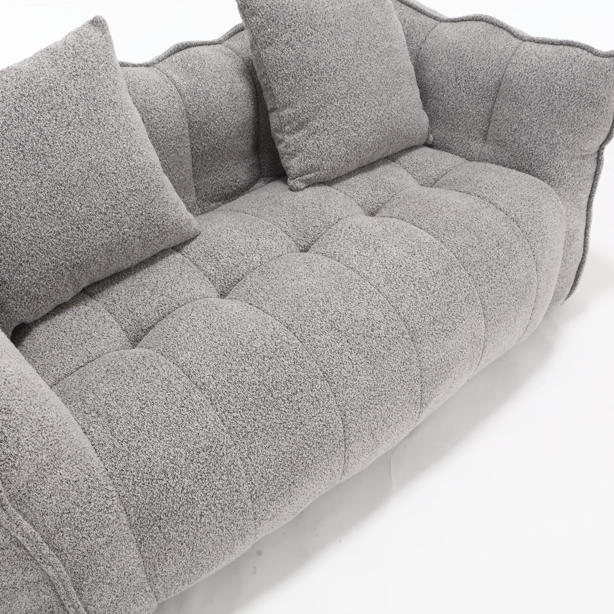 Cozy Beanbag Chair with High Resilience Foam Core for Two - Grey Chenille, 66x35x25 inches - Grand Goldman Shop