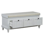 TREXM Classic Shoe Bench with Cushion and Three Drawers, Fluted Entryway Bench with Storage for Living Room, Entryway, and Hallways (Light Gray, OLD SKU: N715P207812E ) - Grand Goldman Shop