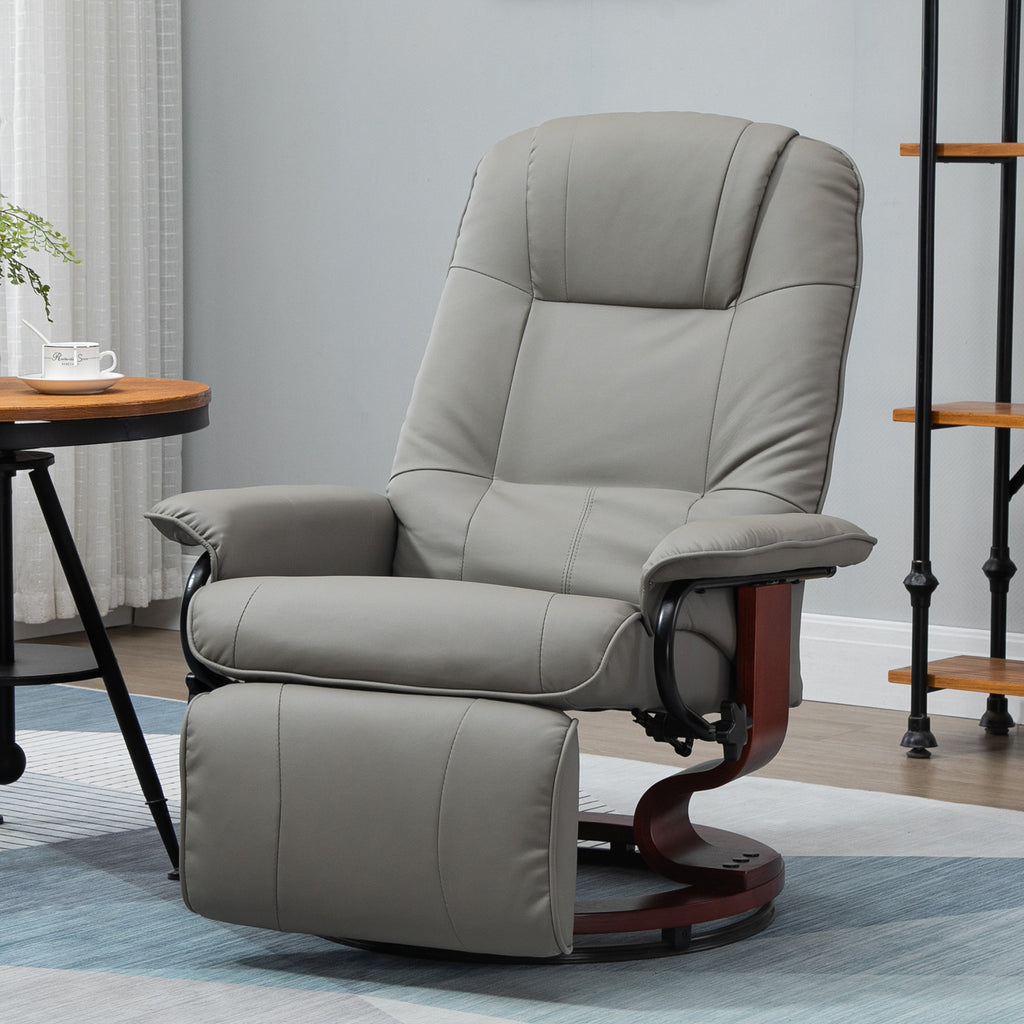 HOMCOM Faux Leather Manual Recliner with Swivel Wood Base Padded Armrest - Grand Goldman Shop