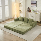 Comfy Convertible Folding Mattress Couch, Floor Sofa Bed, Chenille Floor Sofa with Armrest, Floor Sofa Lounge Couch for Living Room Bedroom Lounge Studio-Green - Grand Goldman Shop