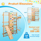 All-in-One 10-in-1 Indoor Climbing Set - Featuring a Rock Climbing Wall, Wooden Swings, Gymnastic Rings, Rope Ladders, and St