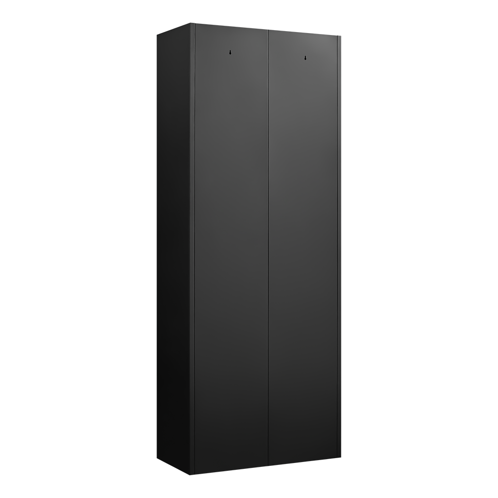 Black Metal Kitchen Pantry Cabinet with Adjustable Shelves and Gold Handles, Tall Steel Storage Locker for Kitchen, Living Ro