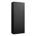 Black Metal Kitchen Pantry Cabinet with Adjustable Shelves and Gold Handles, Tall Steel Storage Locker for Kitchen, Living Ro
