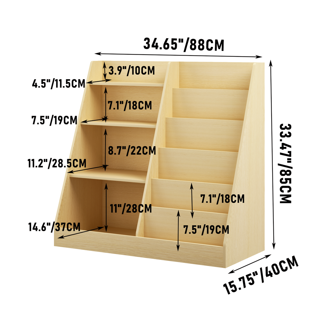 Kids Bookshelf and Toy Storage Organizer, Multifunctional 4 Tier Wooden Kids Book Shelf with  Bookcase Display Stand in Kids 