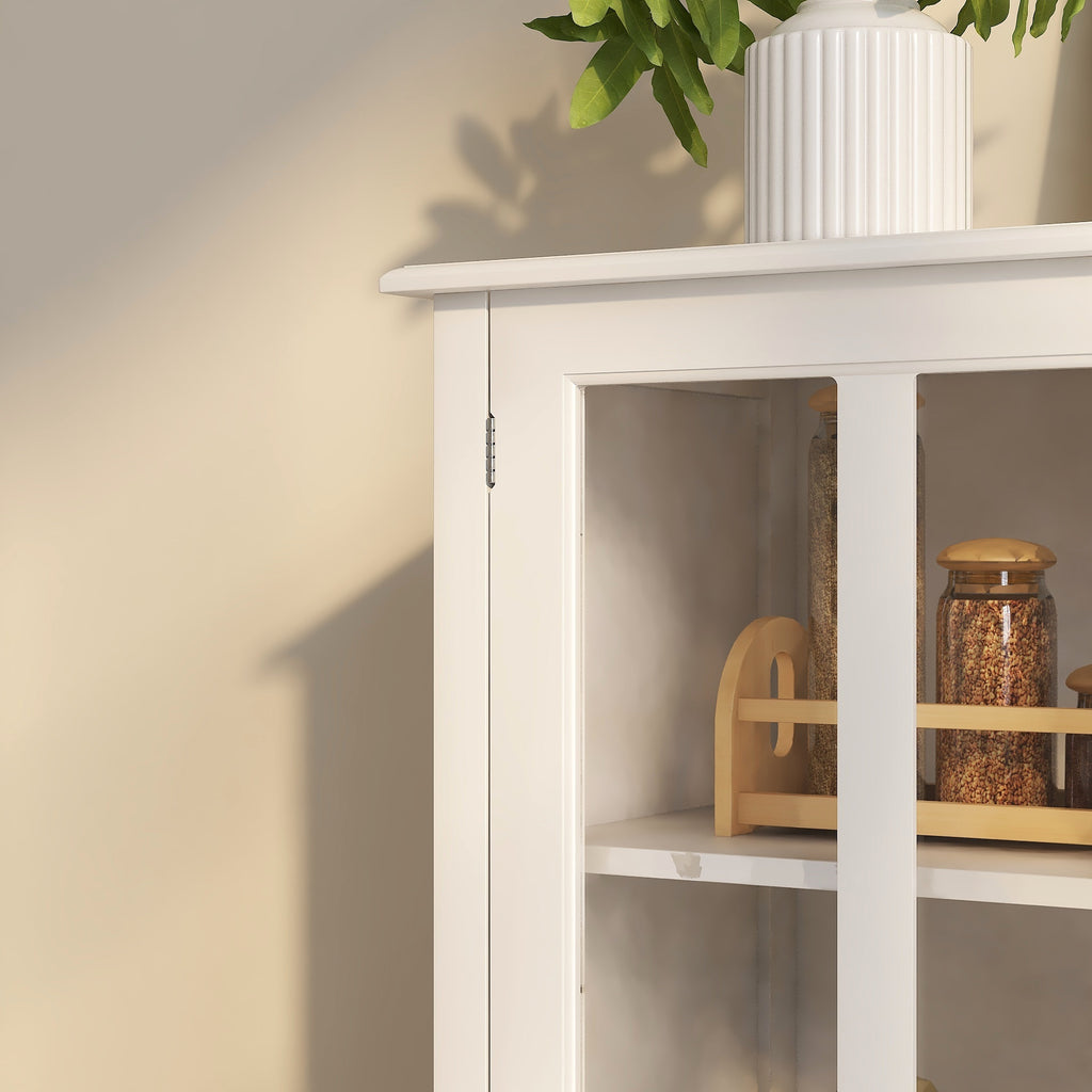 Buffet storage cabinet with double glass doors and unique bell handle - Grand Goldman Shop