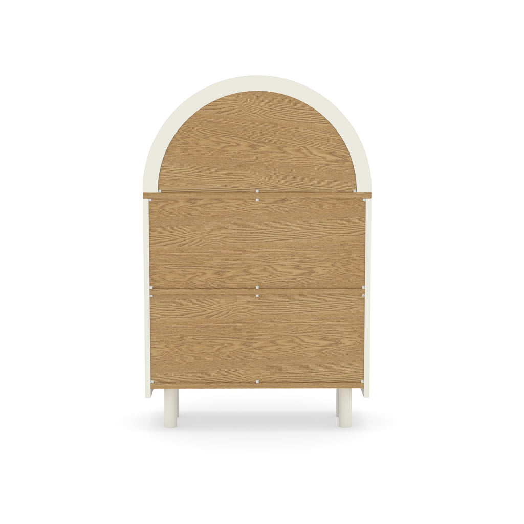 Arched Small Bookcase,Arched Storage Cabinet,Wooden Modern Arched Top Bookshelf with 3 Shelves,White with Woodgrain Shelves, 3-Tier Storage Shelf for Living Room, Bedroom, Entryway - Grand Goldman Shop