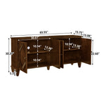 65.2' Mid Century Modern Sideboard Buffet Cabinet with Storage, Symmetrical Geometric Accent Coffee Bar Wine Bar Storage Cabinet, Large Console Table for Living Room/Entryway/Kitchen, Walnut - Grand Goldman Shop