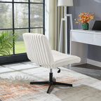 Blynn Adjustable Swivel Criss Cross Chair, Wide Seat Office Chair Vanity Chair, Cream White - Grand Goldman