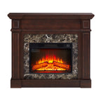 Electric Fireplace with Mantel, Fireplace Mantel, Fireplace Heater Freestanding, Realistic Stacked Stone Surround with Remote Control Timer LED Flame, Cherry, 45.66'W*11.8'D*40'H - Grand Goldman Shop