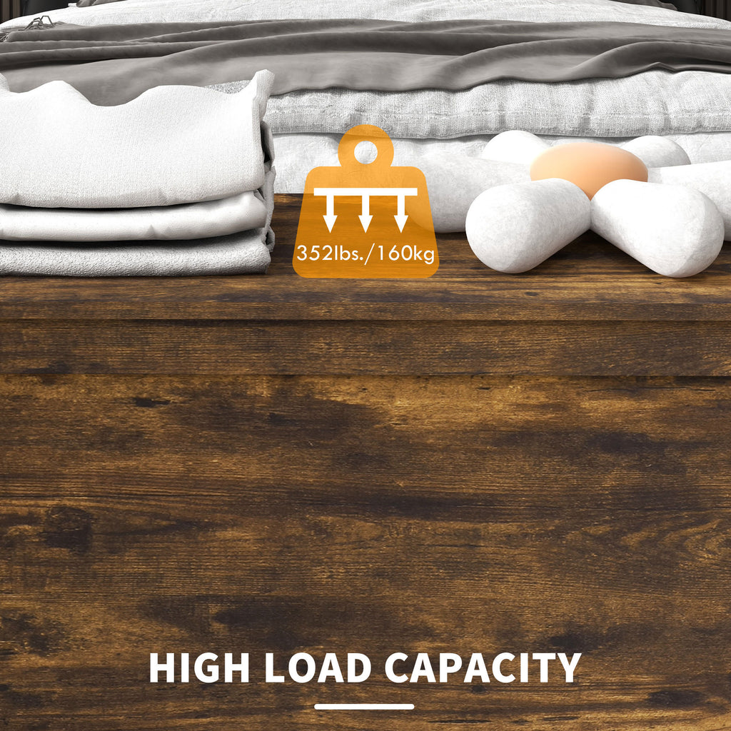 HOMCOM 39.4' Storage Chest w/ 2 Safety Hinges, Wooden Box, Rustic Brown - Grand Goldman Shop