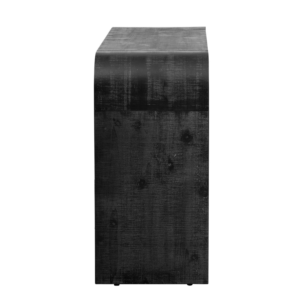 TREXM Unique Retro Silhouette Console Table with Open Style, Two Top Drawers for Entrance, Dinning Room, Living Room (Antique Black) - Grand Goldman Shop