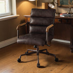 Harith Antique Slate Top Grain Leather Office Chair with Adjustable Height and Swivel Seat | Premium Home Decor - Grand Goldm