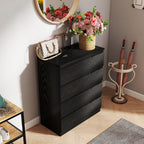 4 Drawer Dresser,Modern Storage Chest of Drawers,31.5In Black Dresser for Closet with Handle-Free Design, Closet Chests Organizer for Bedroom, Living Room,Black - Grand Goldman Shop