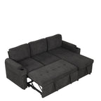 Black Convertible L-shaped Sofa Couch with Storage, Cup Holders, USB Ports, Chenille Fabric, 83.5' - Grand Goldman Shop
