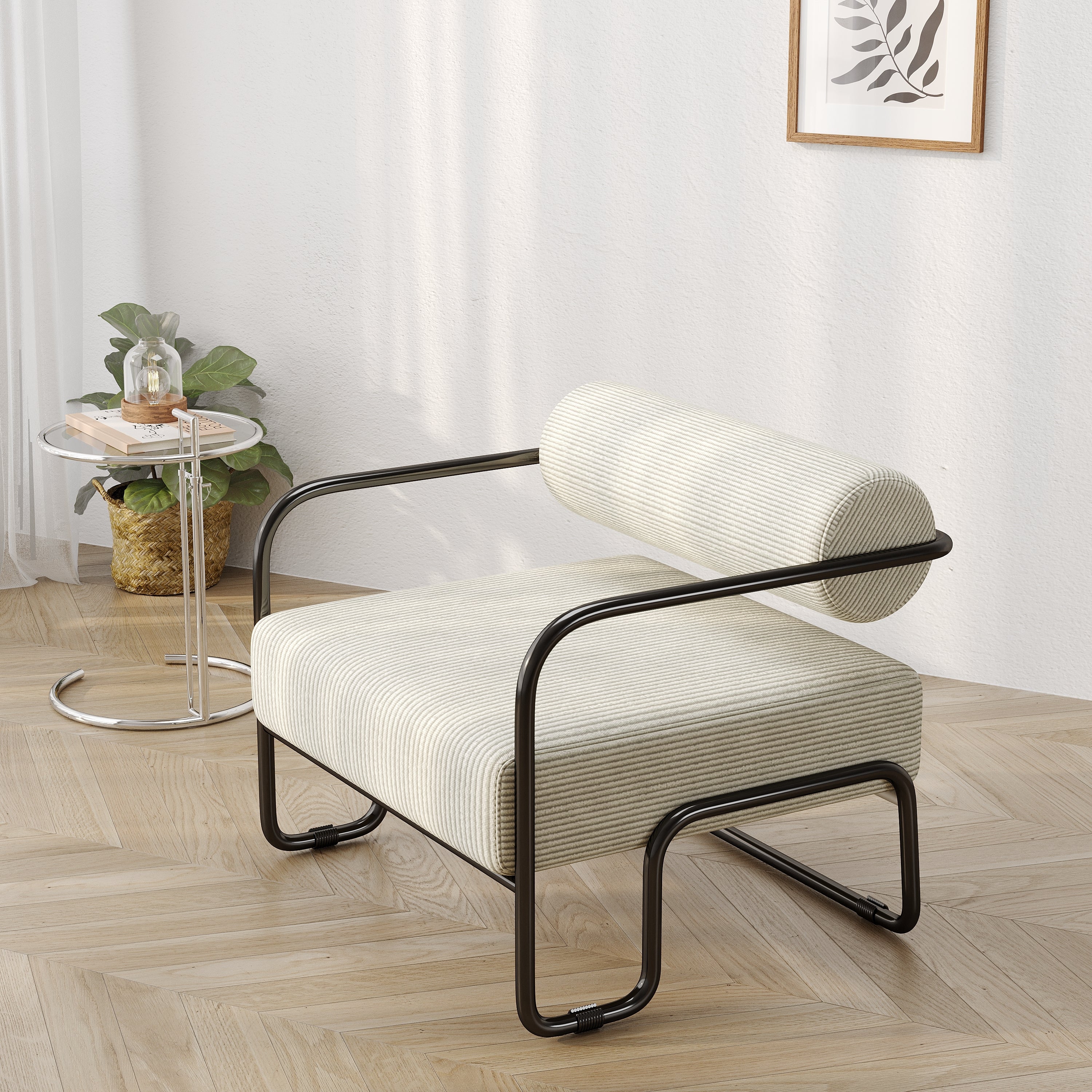 Living room iron sofa chair, lazy individual chair, balcony leisure chair (Color: Beige) - Grand Goldman Shop