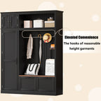 3-in-1 Hall Tree with Overhead Storage Cabinet, 3 Adjustable Side Shelves, 4 Heavy-Duty Hooks, 2 Spacious Drawers, Grooved Back Panel Design, Contrasting Seat Bench, Multifunctional Entryway Organizer - Grand Goldman Shop