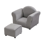 Kids Upholstered Couch with Ottoman for Toddlers, Dark Gray Velvet - Grand Goldman