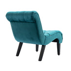 COOLMORE Modern Velvet Armless Accent Living Room Chair / Leisure Chair,Upholstered Fabric Button Comfortable Chair with Wooden Legs for Bedroom, Living Room, Office (Teal Velvet) - Grand Goldman Shop
