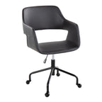 Contemporary Adjustable Office Chair in Black Metal and Black Faux Leather - Grand Goldman