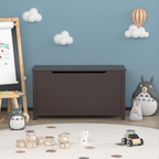 Kids Wooden Toy Box Storage with Safety Hinged Lid for Ages 2+ (Coffee) | Premium Home Decor - Grand Goldman