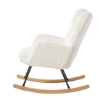 Glider Chair for Living Room Tufted Upholstered Teddy Fabric Rocking Chair with Metal Frame Accent Chair Ivory White - Grand Goldman Shop
