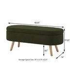 Luxury Oval Boucle Storage Ottoman Bench with Wood Legs 350lb Weight Capacity & Safety Hinge, for Living Room, Bedroom Entryway,DARK GREEN - Grand Goldman Shop