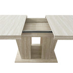 Rectangular extendable dining table, suitable for 6-10 people, with veined travertine pattern, dimensions 160-200 cm, simple and elegant. - Grand Goldman Shop