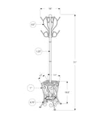 Coat Rack, Hall Tree, Free Standing, 8 Hooks, Entryway, 71'h, Umbrella Holder, Bedroom, Black Metal, Transitional - Grand Goldman Shop
