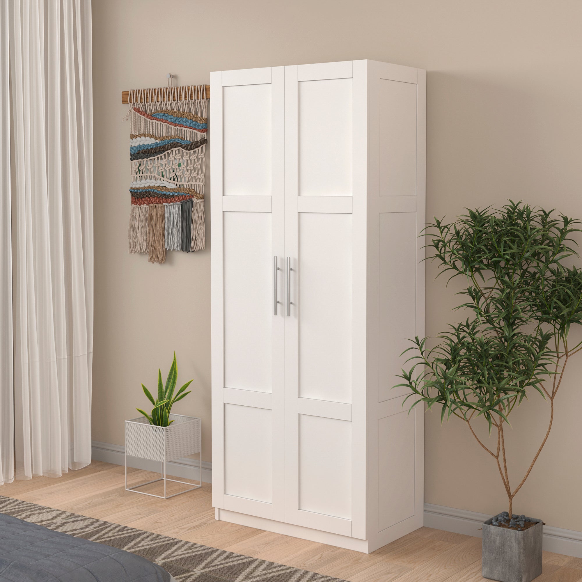 Pantry Cabinet, Kitchen Pantry Storage Cabinets with 2 Door and 3  Shelves, White Pantry Storage Cabinet, Cupboard for Kitchen, Dining Room and Living Room. - Grand Goldman Shop
