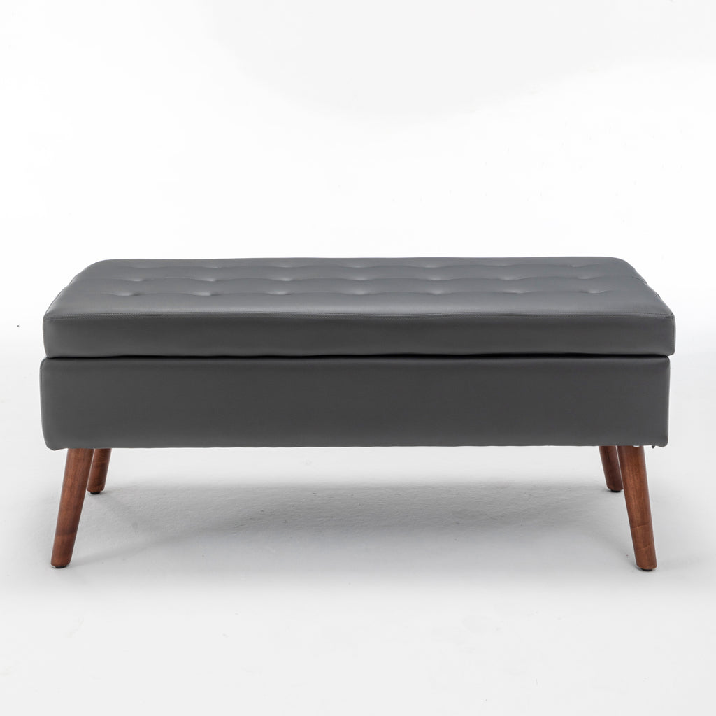Storage Bench with Storage Bench for Bedroom End of Bed Bench Foot of Bed Bench Entryway Bench Storage Ottoman Bench 43.3' W x 17.7' Dark Grey Leather Bench - Grand Goldman Shop