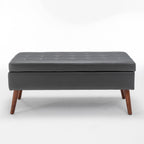 Storage Bench with Storage Bench for Bedroom End of Bed Bench Foot of Bed Bench Entryway Bench Storage Ottoman Bench 43.3' W x 17.7' Dark Grey Leather Bench - Grand Goldman Shop