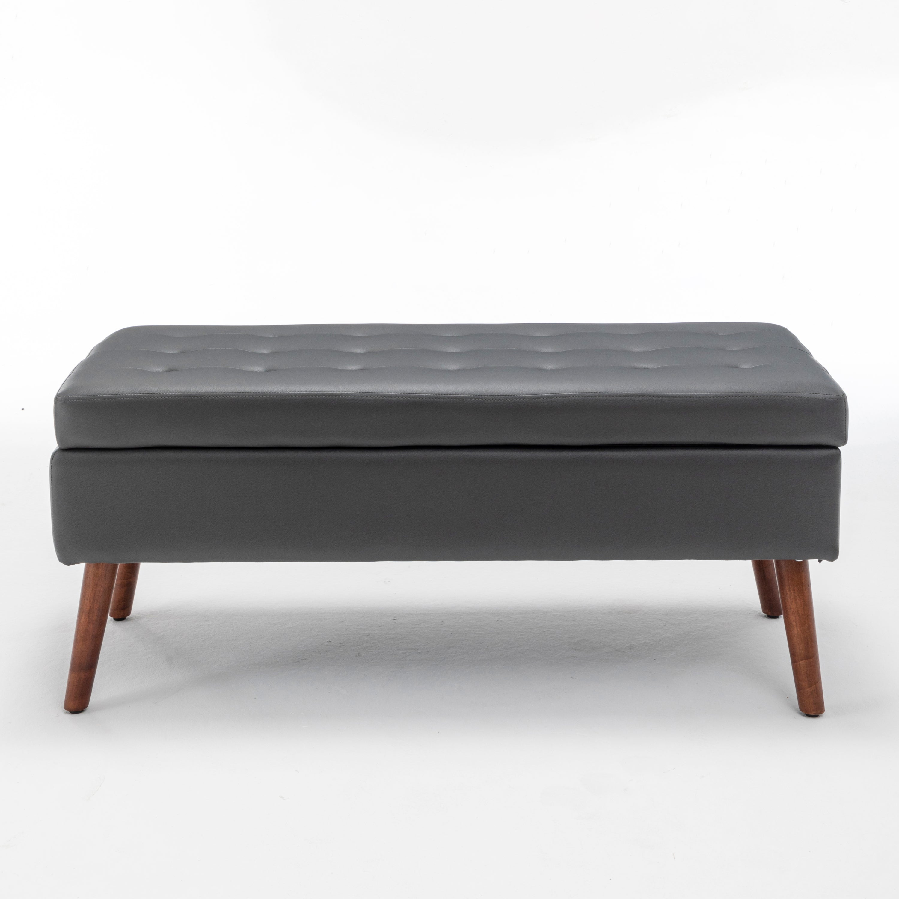 Storage Bench with Storage Bench for Bedroom End of Bed Bench Foot of Bed Bench Entryway Bench Storage Ottoman Bench 43.3' W x 17.7' Dark Grey Leather Bench - Grand Goldman Shop