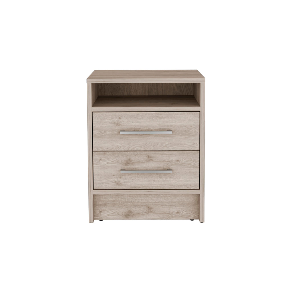 Eter Nightstand , End Table, Side Table Superior Top, Two Drawers -Light Gray - Grand Goldman Shop