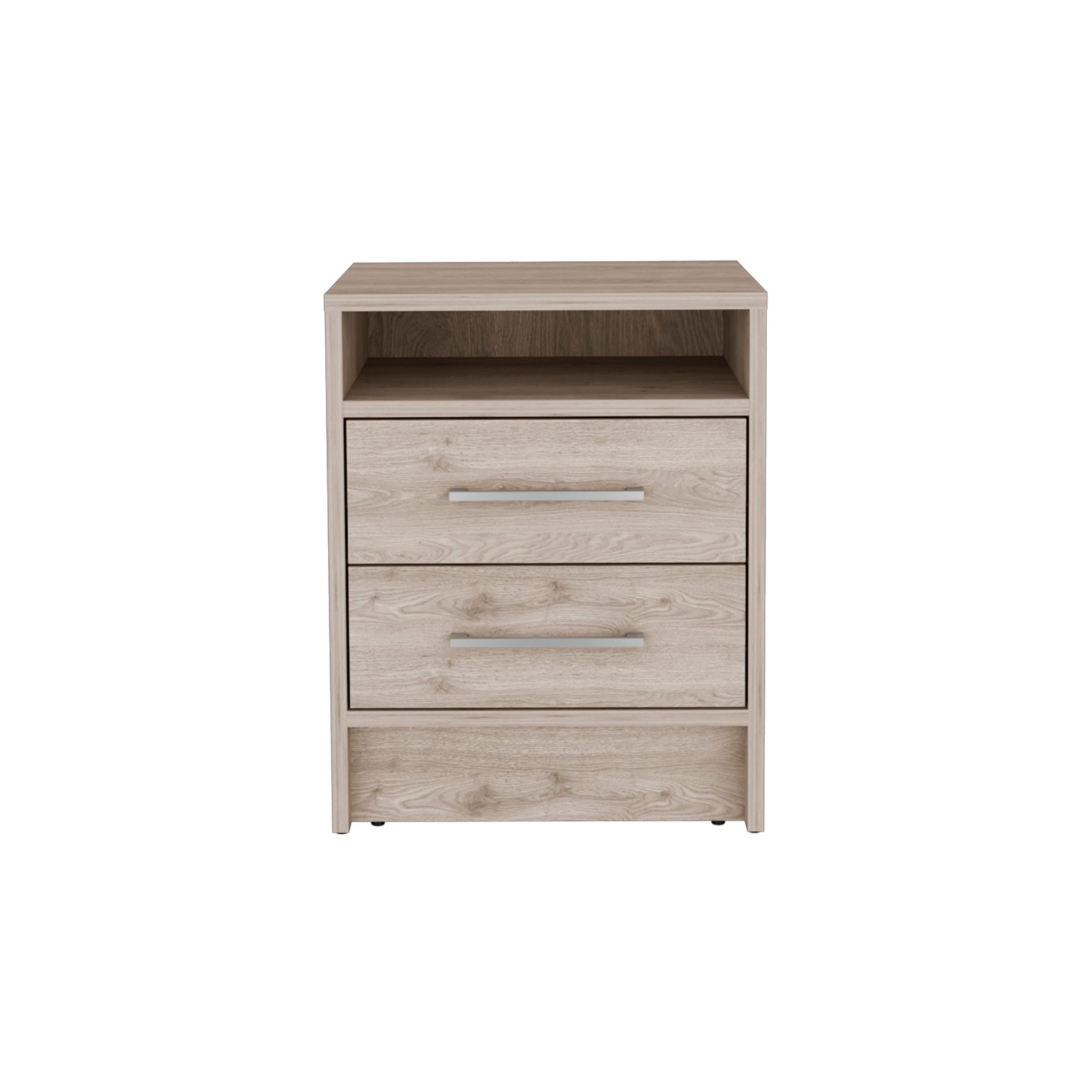 Eter Nightstand , End Table, Side Table Superior Top, Two Drawers -Light Gray - Grand Goldman Shop