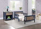 Connelly Reversible Panel Toddler Bed Midnight Blue/Vintage Walnut | Premium Home Decor - Grand Goldman