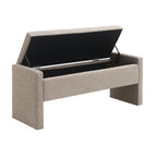 Modern Upholstered Bed End Bench with Storage, Comfy Linen Grey Brown Foot Rest - Grand Goldman Shop